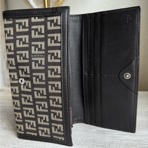 Fendi trifold brown canvas long wallet - Picture 10 of 13